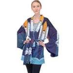 Spaceship Milkyway Galaxy Long Sleeve Velvet Kimono 