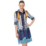 Spaceship Milkyway Galaxy Long Sleeve Mini Shirt Dress