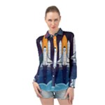 Spaceship Milkyway Galaxy Long Sleeve Chiffon Shirt