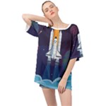 Spaceship Milkyway Galaxy Oversized Chiffon Top