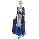 Spaceship Milkyway Galaxy Half Sleeves Maxi Dress