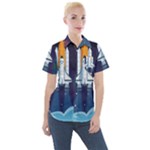 Spaceship Milkyway Galaxy Women s Short Sleeve Pocket Shirt