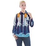 Spaceship Milkyway Galaxy Women s Long Sleeve Pocket Shirt