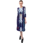 Spaceship Milkyway Galaxy Ruffle End Midi Chiffon Dress