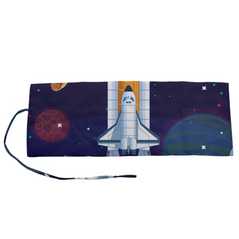 Spaceship Milkyway Galaxy Roll Up Canvas Pencil Holder (S) from ArtsNow.com