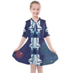 Spaceship Milkyway Galaxy Kids  All Frills Chiffon Dress