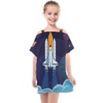 Spaceship Milkyway Galaxy Kids  One Piece Chiffon Dress