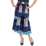 Spaceship Milkyway Galaxy Midi Mermaid Skirt