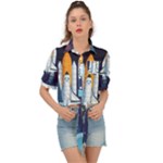 Spaceship Milkyway Galaxy Tie Front Shirt 
