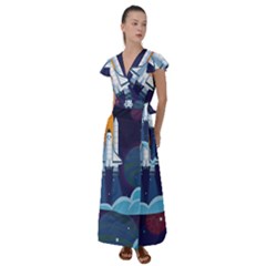 Flutter Sleeve Maxi Dress 