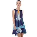 Spaceship Milkyway Galaxy Frill Swing Dress