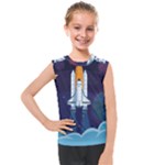 Spaceship Milkyway Galaxy Kids  Mesh Tank Top