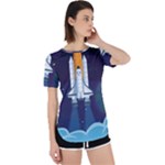 Spaceship Milkyway Galaxy Perpetual Short Sleeve T-Shirt