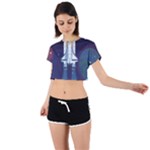Spaceship Milkyway Galaxy Tie Back Short Sleeve Crop T-Shirt