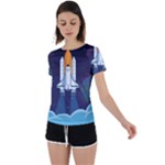 Spaceship Milkyway Galaxy Back Circle Cutout Sports T-Shirt