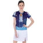 Spaceship Milkyway Galaxy Women s Sports Top