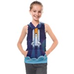 Spaceship Milkyway Galaxy Kids  Sleeveless Hoodie