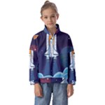 Spaceship Milkyway Galaxy Kids  Half Zip Hoodie