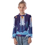 Spaceship Milkyway Galaxy Kids  Frill Detail T-Shirt