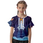 Spaceship Milkyway Galaxy Kids  Cut Out Flutter Sleeves
