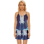 Spaceship Milkyway Galaxy Satin Pajama Short Set