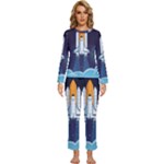 Spaceship Milkyway Galaxy Womens  Long Sleeve Lightweight Pajamas Set