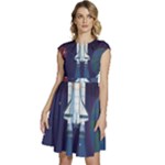 Spaceship Milkyway Galaxy Cap Sleeve High Waist Dress