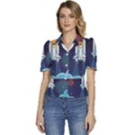 Spaceship Milkyway Galaxy Puffed Short Sleeve Button Up Jacket
