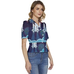 Puffed Short Sleeve Button Up Jacket 