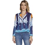 Spaceship Milkyway Galaxy Women s Long Sleeve Revers Collar Cropped Jacket