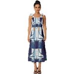 Spaceship Milkyway Galaxy Tie-Strap Tiered Midi Chiffon Dress