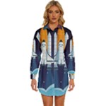 Spaceship Milkyway Galaxy Womens Long Sleeve Shirt Dress