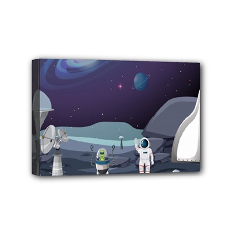 Alien Astronaut Scene Mini Canvas 6  x 4  (Stretched) from ArtsNow.com