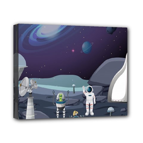 Alien Astronaut Scene Canvas 10  x 8  (Stretched) from ArtsNow.com