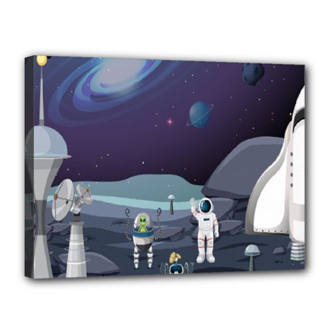 Alien Astronaut Scene Canvas 16  x 12  (Stretched) from ArtsNow.com