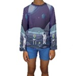 Alien Astronaut Scene Kids  Long Sleeve Swimwear