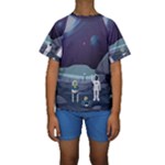 Alien Astronaut Scene Kids  Short Sleeve Swimwear