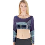 Alien Astronaut Scene Long Sleeve Crop Top