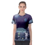Alien Astronaut Scene Women s Sport Mesh T-Shirt