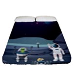 Alien Astronaut Scene Fitted Sheet (Queen Size)