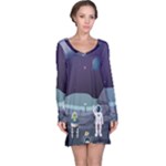 Alien Astronaut Scene Long Sleeve Nightdress