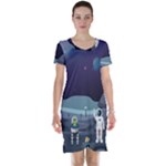 Alien Astronaut Scene Short Sleeve Nightdress