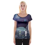 Alien Astronaut Scene Cap Sleeve Top
