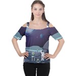 Alien Astronaut Scene Cutout Shoulder T-Shirt