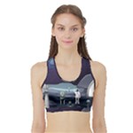 Alien Astronaut Scene Sports Bra with Border