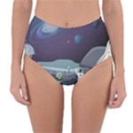 Alien Astronaut Scene Reversible High-Waist Bikini Bottoms