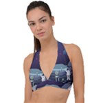 Alien Astronaut Scene Halter Plunge Bikini Top