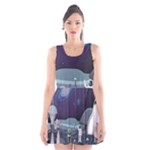 Alien Astronaut Scene Scoop Neck Skater Dress