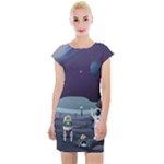 Alien Astronaut Scene Cap Sleeve Bodycon Dress