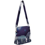 Alien Astronaut Scene Zipper Messenger Bag